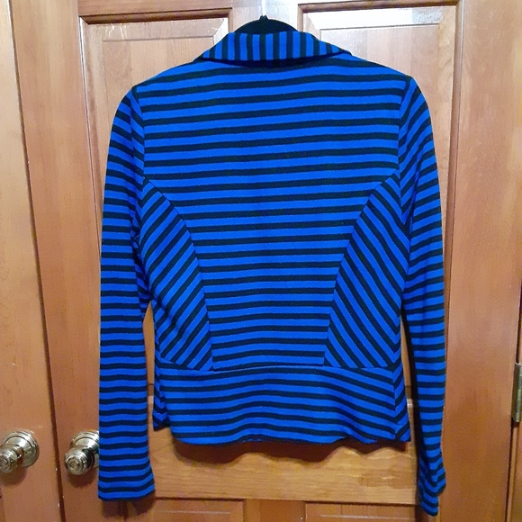 a.n.a. Royal Blue & Black Striped Lined Jacket - Picture 2 of 4
